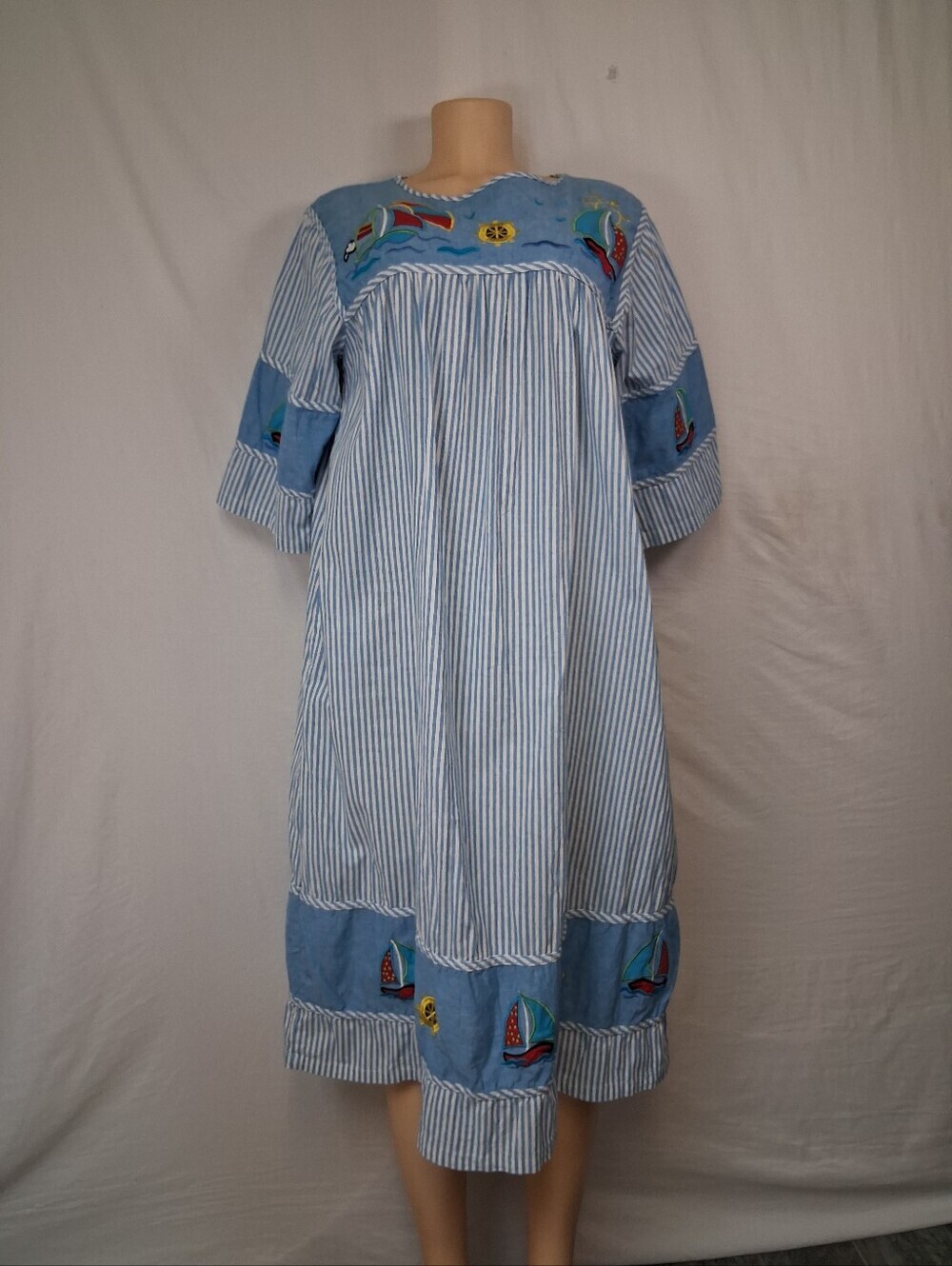 Woman Within Blue and White Striped Cotton Top Size M - Picture 5 of 17